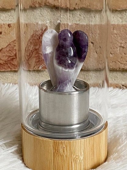 Designová zdravá lahev s ANDĚLEM z AMETYSTU