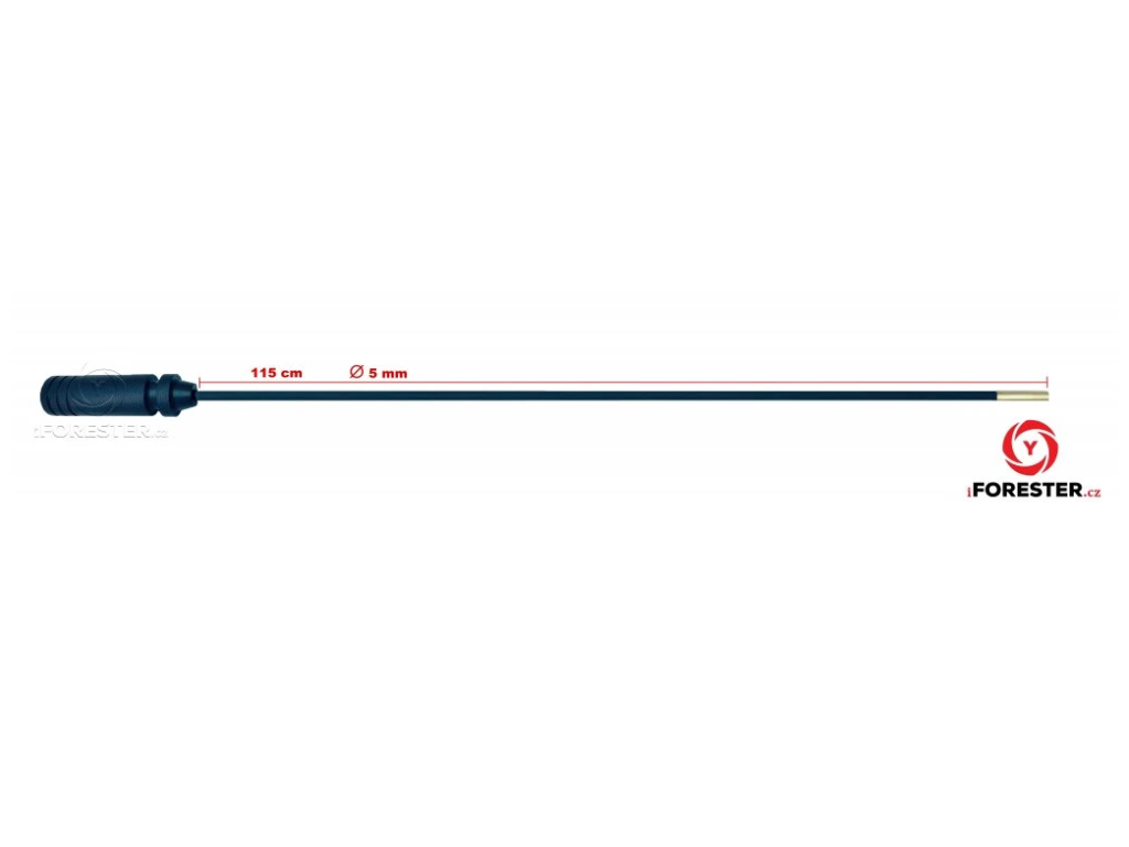 Karbonová tyč vytěráku ODEON pro hlaveň s vymezovačem - 115 cm / Ø 5 mm