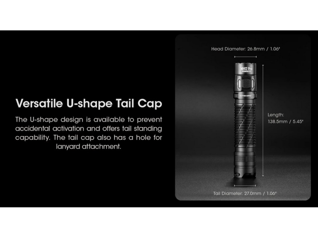 NITECORE MH12 Pro taktická LED svítilna, 3 300 lm, 505m, 1x 21700, USB-C nabíjení