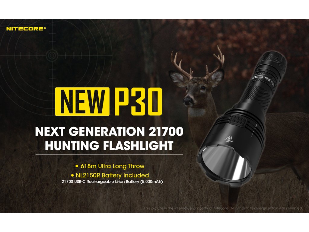 NITECORE P30 NEW Taktická svítilna, LED CREE XP-L HI V3, 1000lm / 618 m