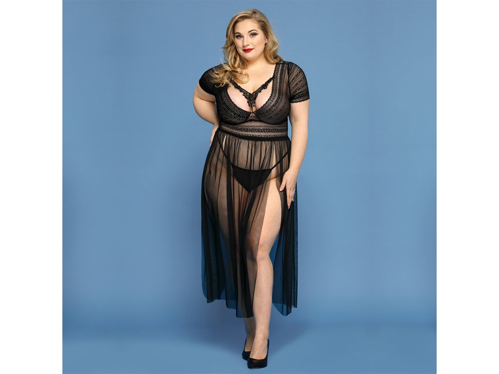 Dámská košilka na spaní ELEGANCE PLUS SIZE, černá XL-XXL