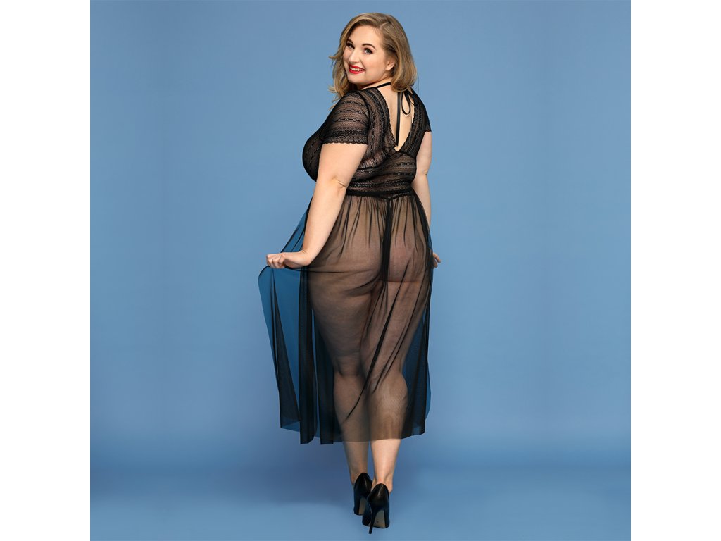 Dámská košilka na spaní ELEGANCE PLUS SIZE, černá XL-XXL