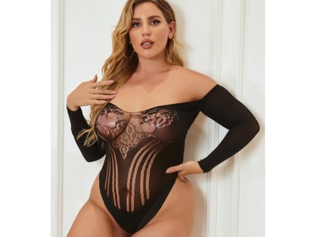 Dámské BODYSTOCKING PLUS SIZE 21142Q, černé XL-XXXL