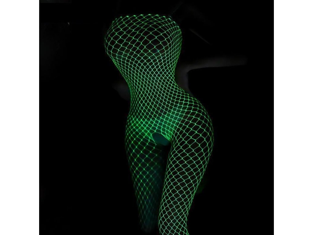 Dámské síťkované Bodystocking svítící ve tmě