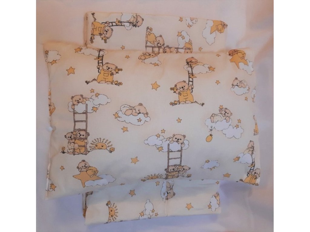 Dětský set do postýlky - přikrývka ( 135x90cm ) a polštář ( 65x45cm) Medvídek, béžový 2V1-BM