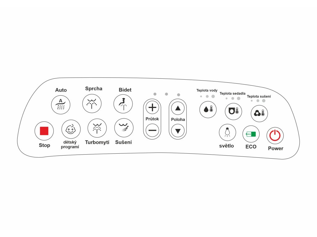 Japonský elektronický Bidet s Ovládáním - STANDARD tvar "U"