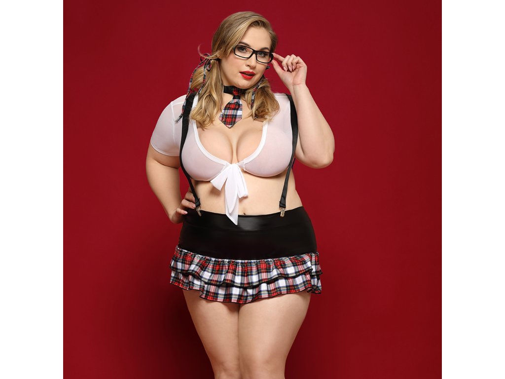 Kostým Studentka PLUS SIZE, černobílý P91110 XL-XXL