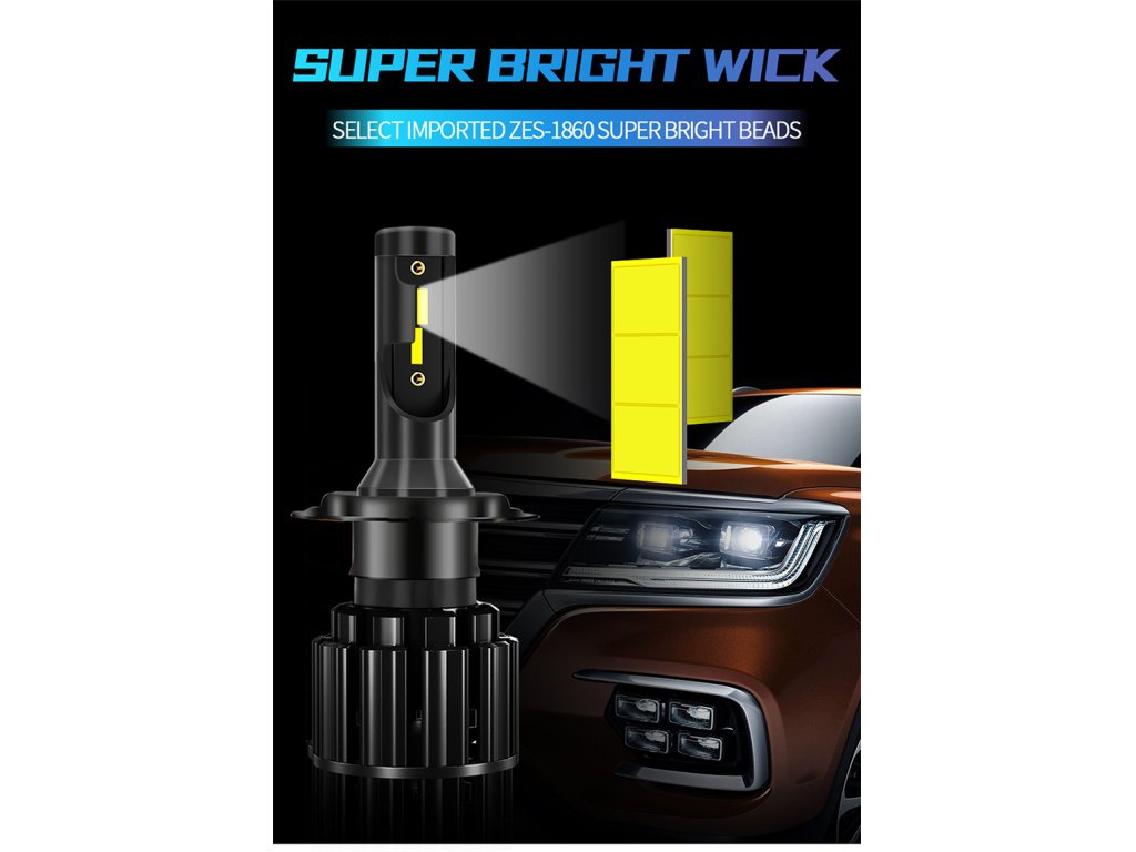 LED žárovky H4 pro auta S8 Headlight + 300% jas - 2ks