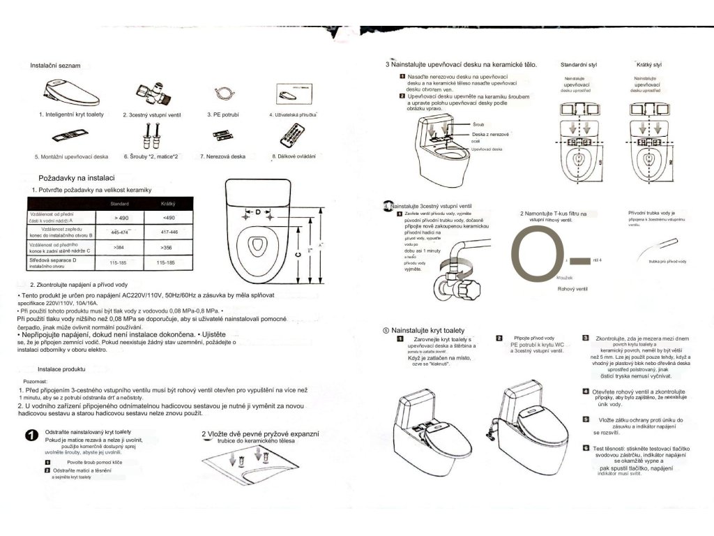 Luxusní elektronický bidet s dálkovým ovládáním - STANDART