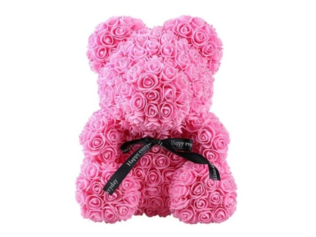 Medvídek z růží 40cm v dárkové krabičce s mašlí, Valentýn, různé barvy BEAR-40