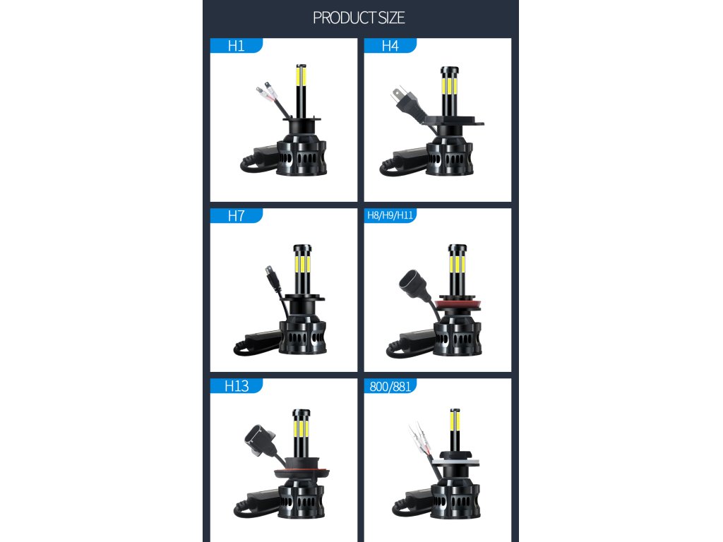 N9 LED žárovky H1 pro auta Headlight 300W - 2ks