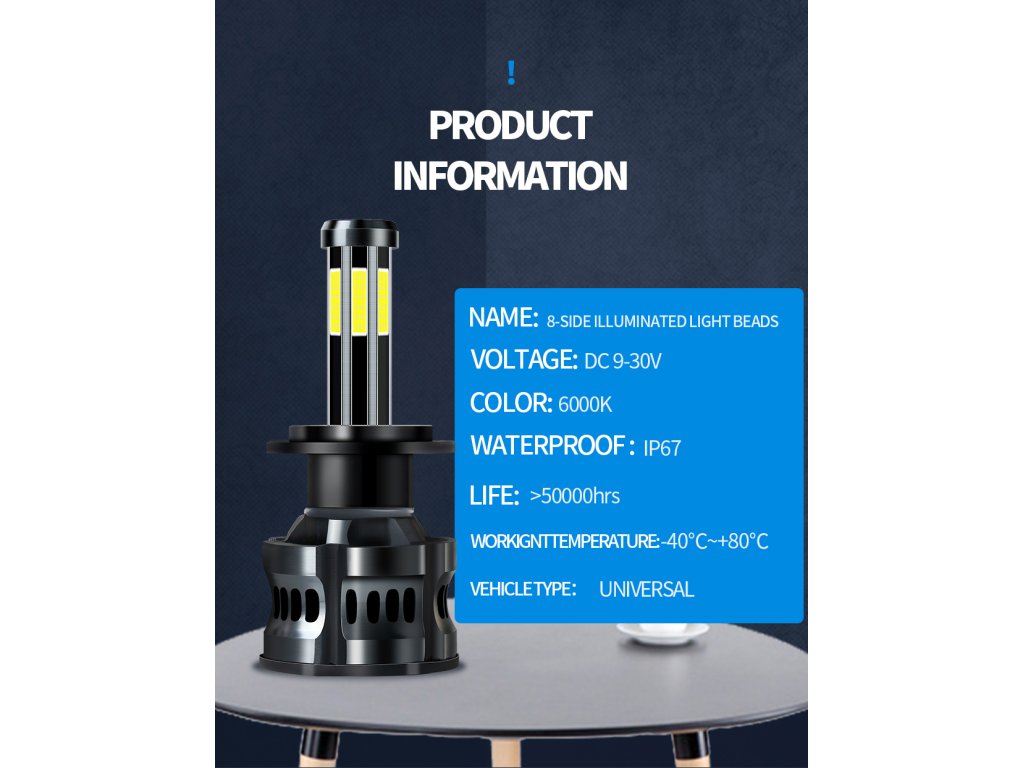 N9 LED žárovky H1 pro auta Headlight 300W - 2ks