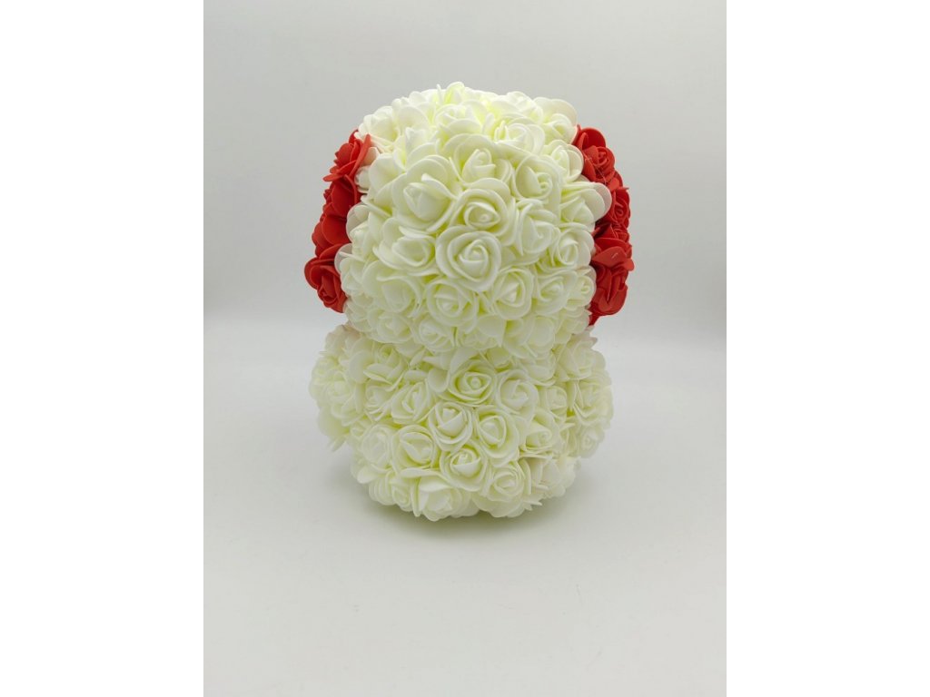 Pejsek z umělých růží, 23cm, Valentýn, různé barvy