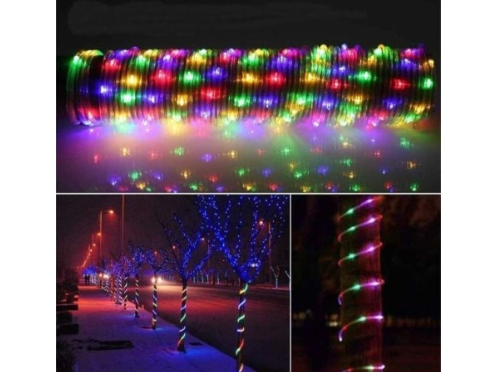 Solární světelná hadice 100 LED RGB, 12m