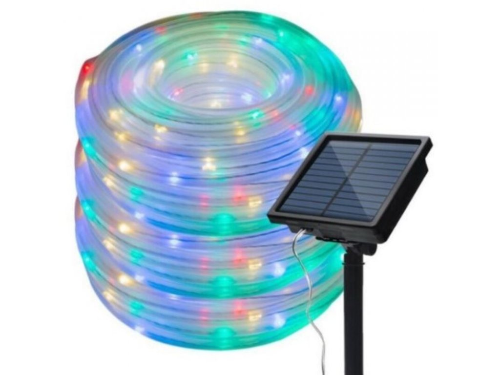 Světelná solární hadice 100 LED RGB, 12m