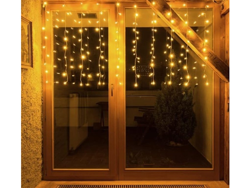 Vánoční světelný LED závěs se záblesky 120 LED, 3m+1,5m, velké LED diody