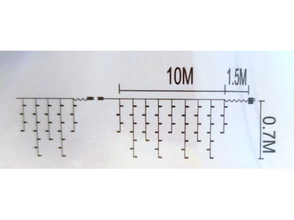 Vánoční světelný LED závěs se záblesky 312 LED, 10m+1,5m, velké LED diody