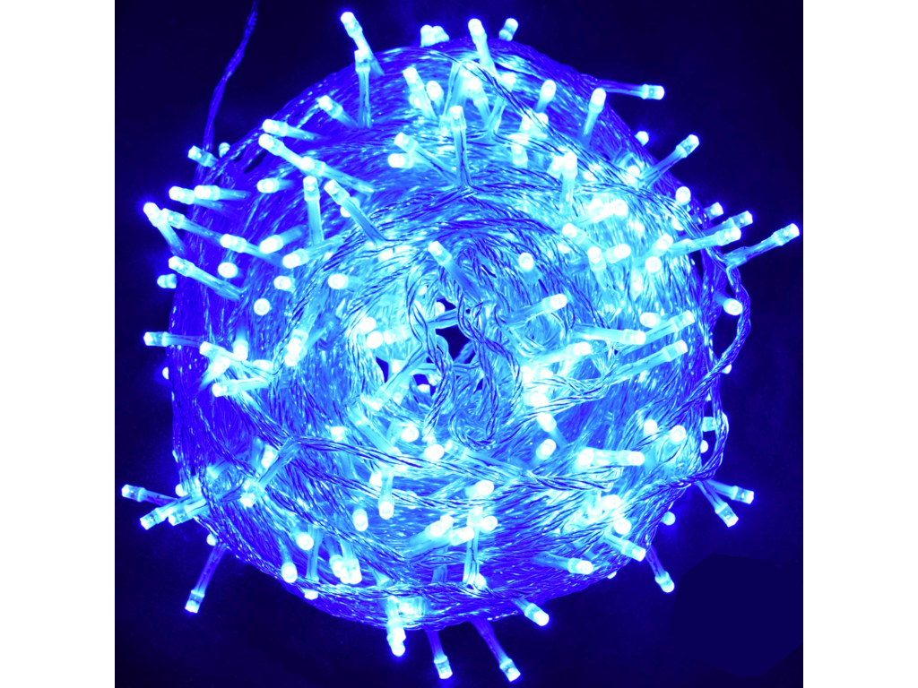 Vánoční světelný řetěz 1000 LED bílý kabel venkovní