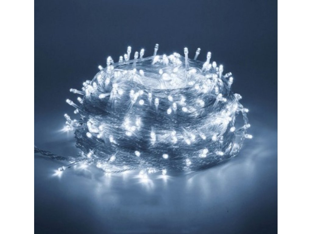 Vánoční světelný řetěz 1000 LED venkovní 100m bílý kabel