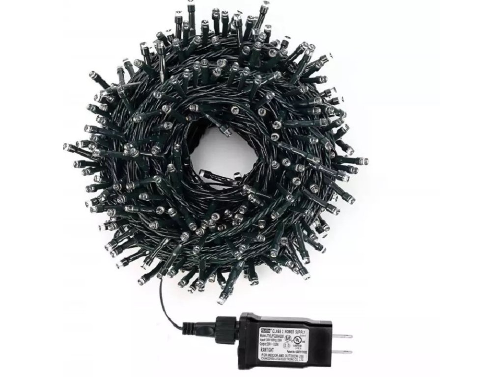 Vánoční světelný řetěz 2000 LED venkovní, zelený kabel