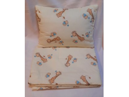 Dětský set do postýlky - přikrývka ( 135x90cm ) a polštář ( 65x45cm) Žirafa, žlutý 2V1-ZZ