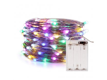 Vnitřní vánoční mikro řetěz 100LED (světlý řetěz) na baterie - různé barvy MS-100