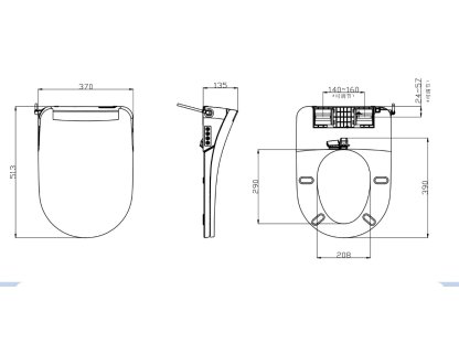 Japonský elektronický Bidet s Ovládáním - STANDARD tvar "U"