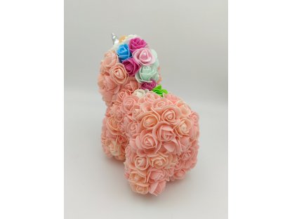 Jednorožec z umělých růží, 22cm, Valentýn, různé barvy