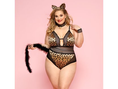 Kostým Kočičí žena PLUS SIZE, leopardí, XL-XXL P91106