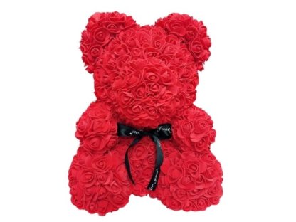 Medvídek z růží 40cm v dárkové krabičce s mašlí, Valentýn, různé barvy BEAR-40