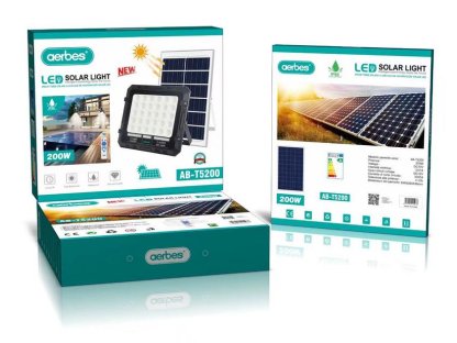 Solární LED reflektor s dálkovým ovládáním studená bíla + barevný mód 200W