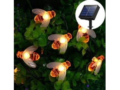 Solární světelný řetěz Včelky 30 LED, 6,5m RGB