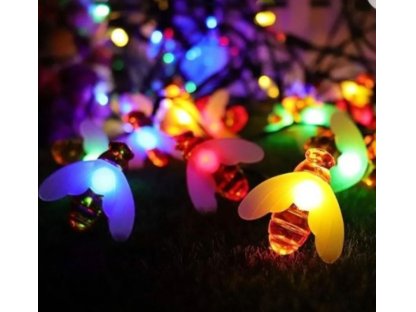 Solární světelný řetěz 30 LED Včelky RGB