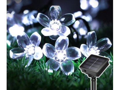 Solární světelný řetěz 40 LED Květiny, různé barvy