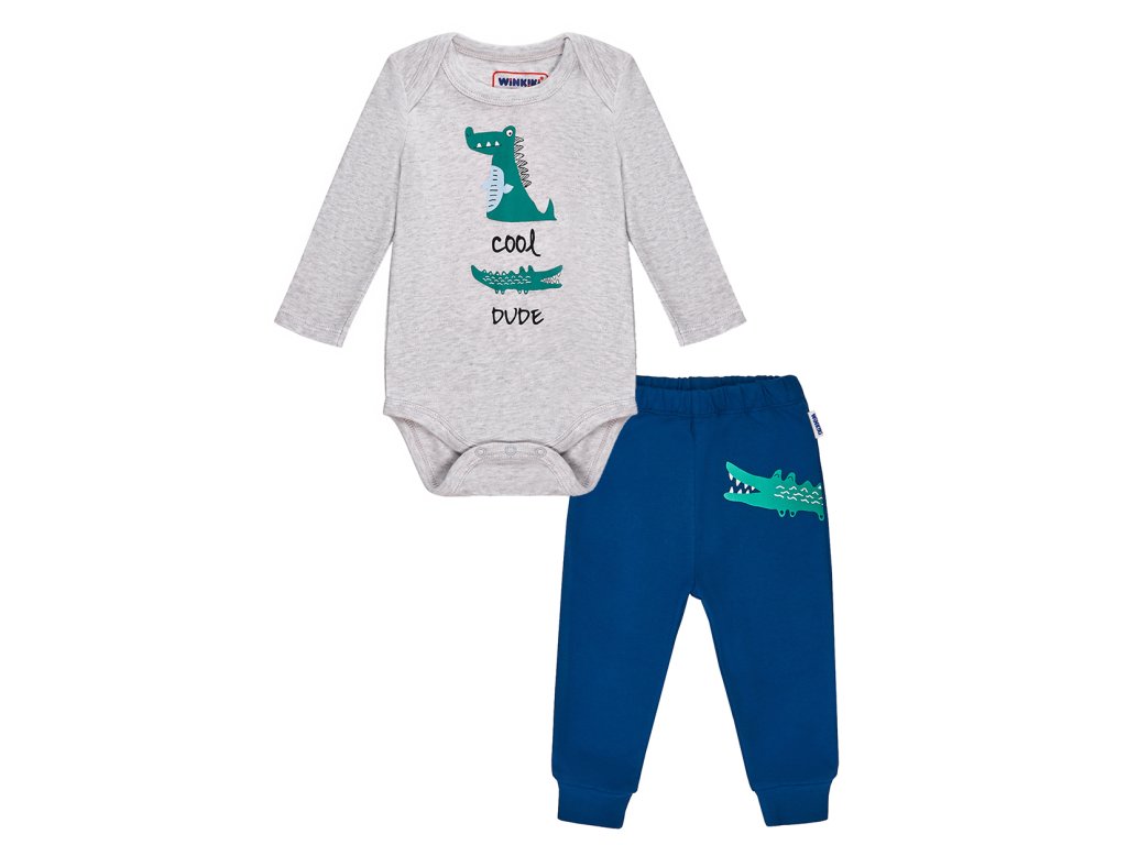Chlapecké body s tepláčkami Cool Dude - šedý melanž/navy
