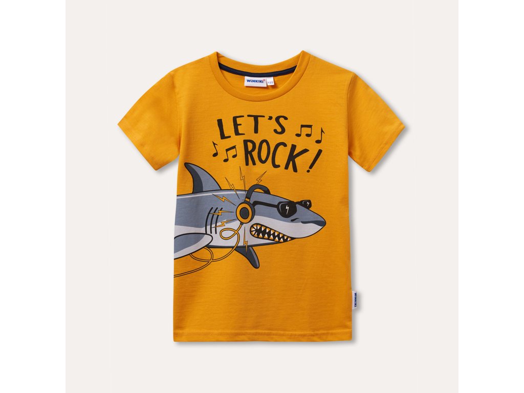 Chlapecké pyžamo - krátký rukáv, dlouhé kalhoty Let's Rock - žlutá/navy