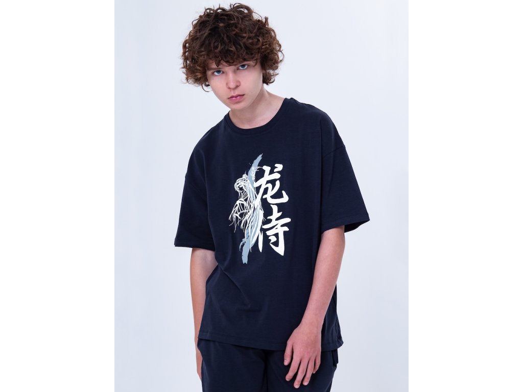 Chlapecké pyžamo Samurai - krátký rukáv, dlouhé kalhoty - navy