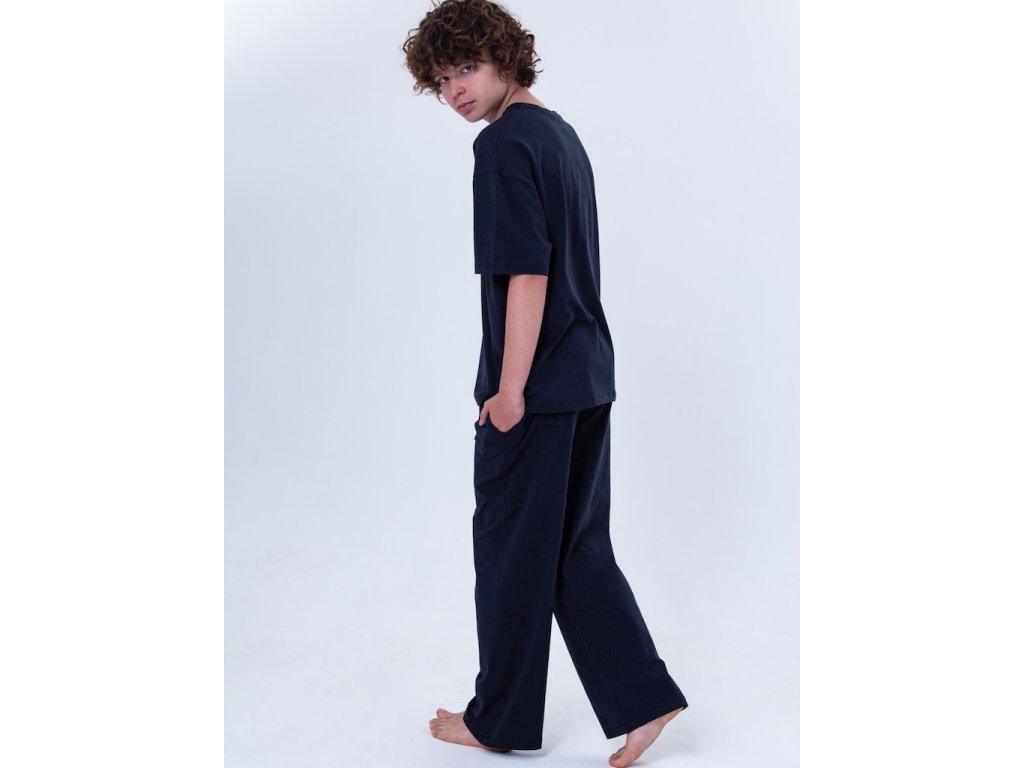 Chlapecké pyžamo Samurai - krátký rukáv, dlouhé kalhoty - navy