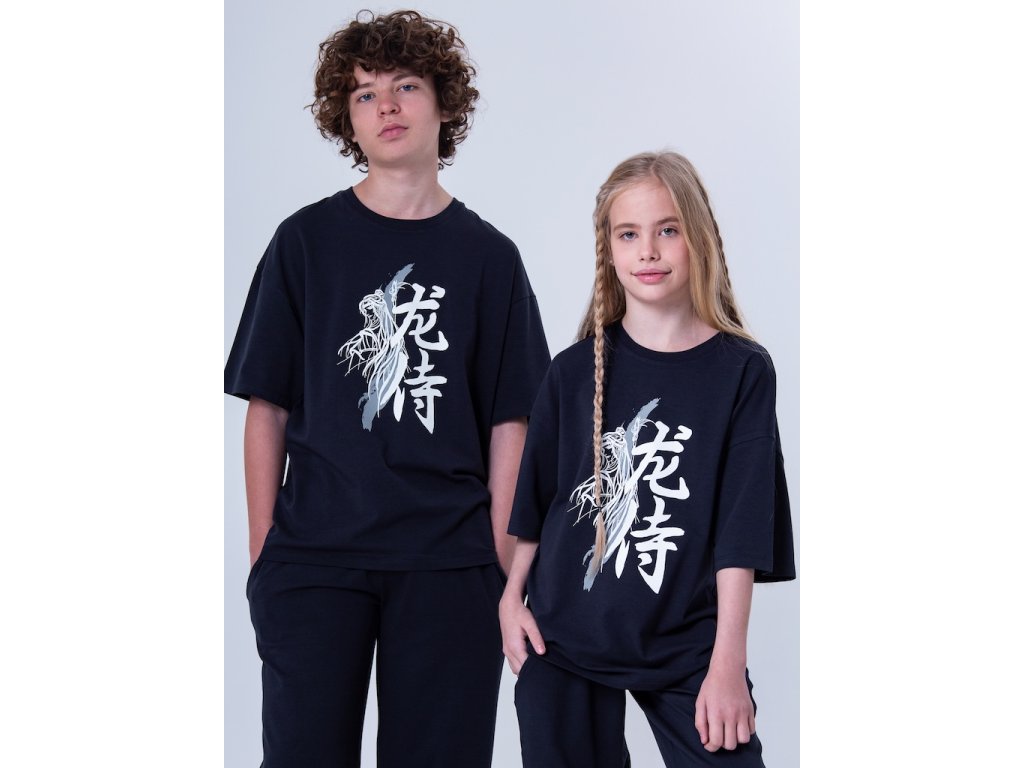 Chlapecké pyžamo Samurai - krátký rukáv, dlouhé kalhoty - navy