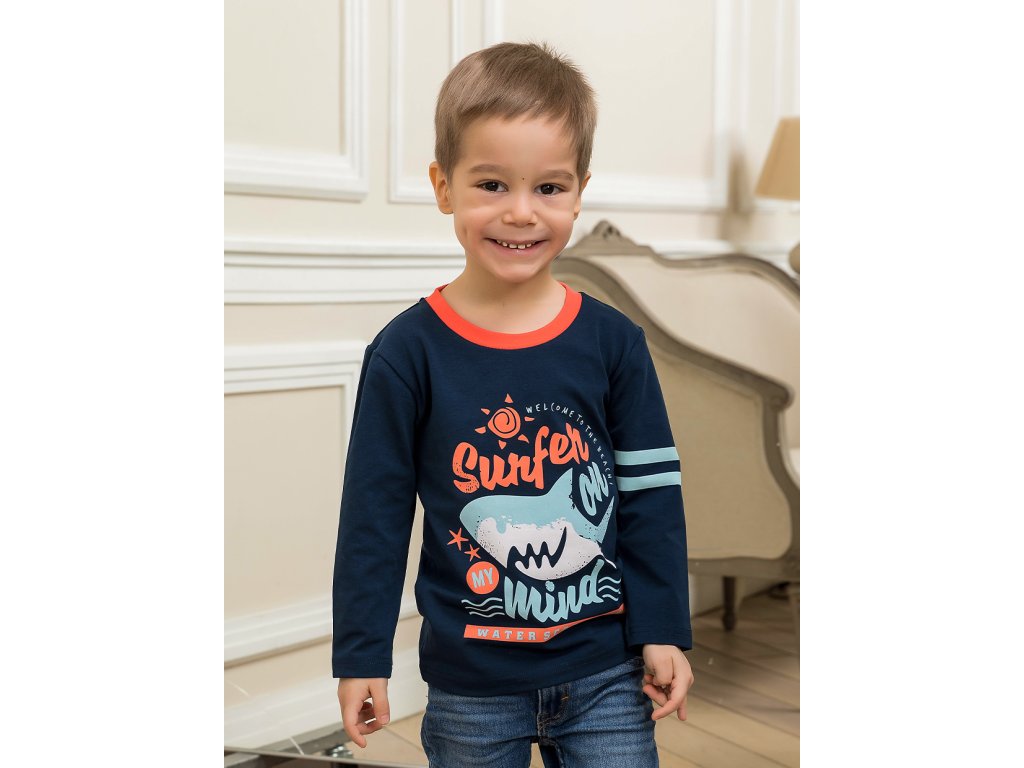 Chlapecké tričko s dlouhým rukávem Surfer - navy