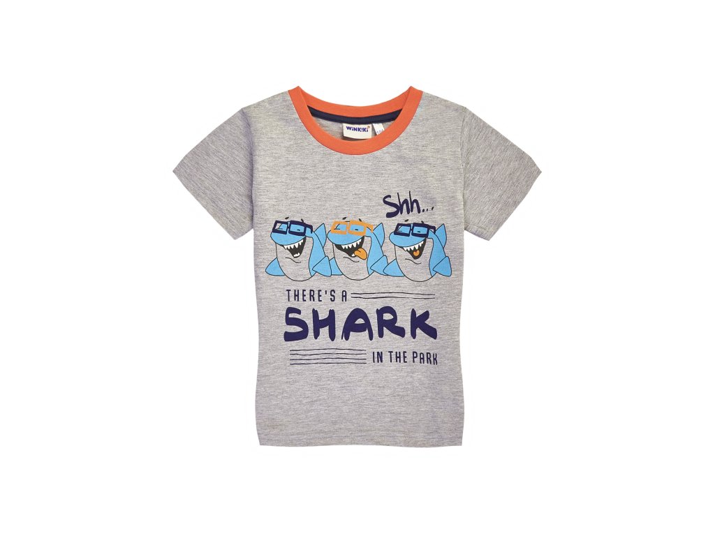 Chlapecké tričko Shark - šedý melanž