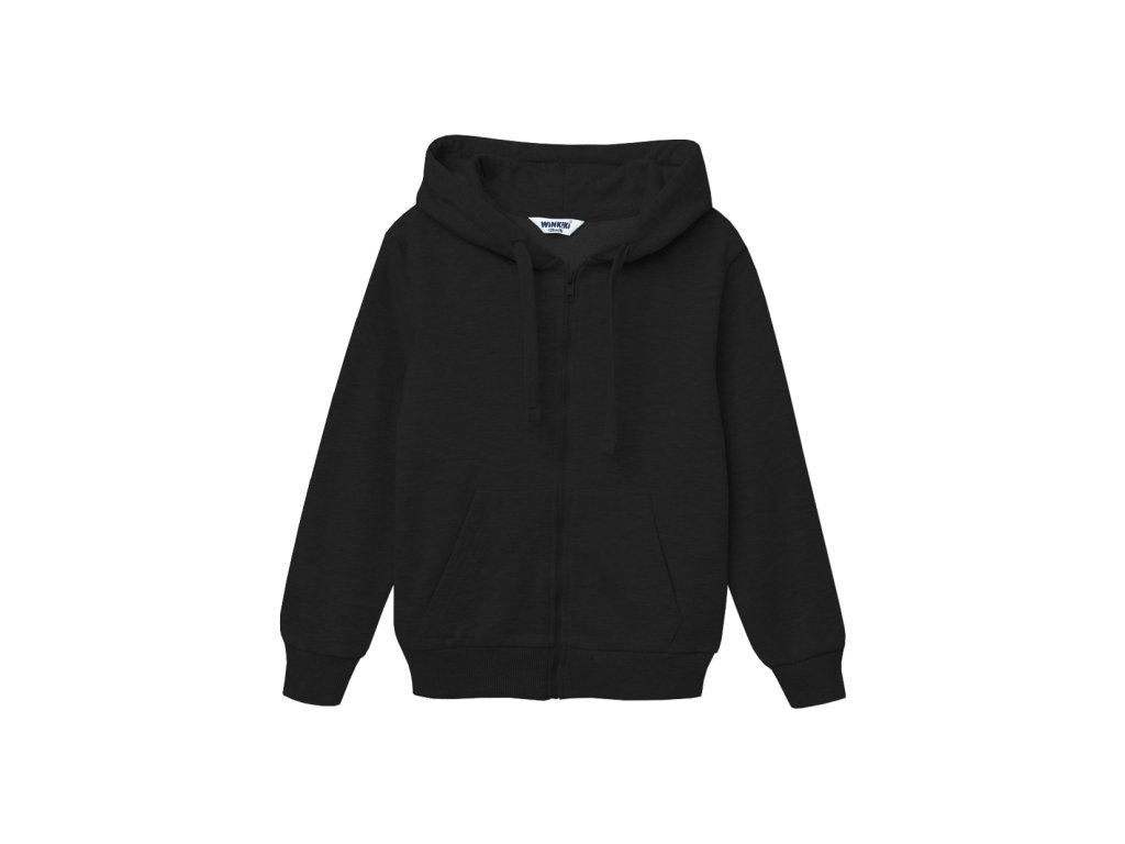 Dětská mikina s kapucí na zip - černá