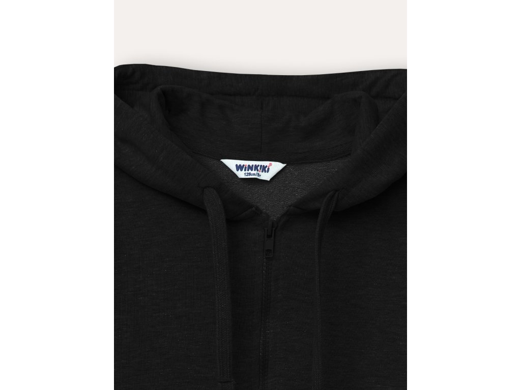 Dětská mikina s kapucí na zip - černá