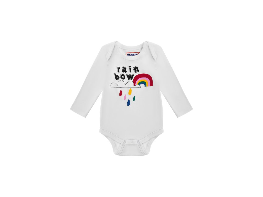 Dívčí body s tepláčkami Rainbow - bílá/šedý melanž
