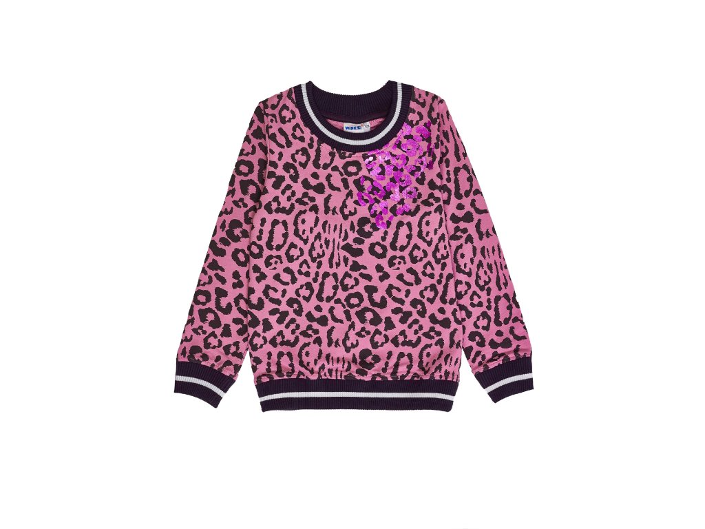Dívčí mikina Leopard - růžová