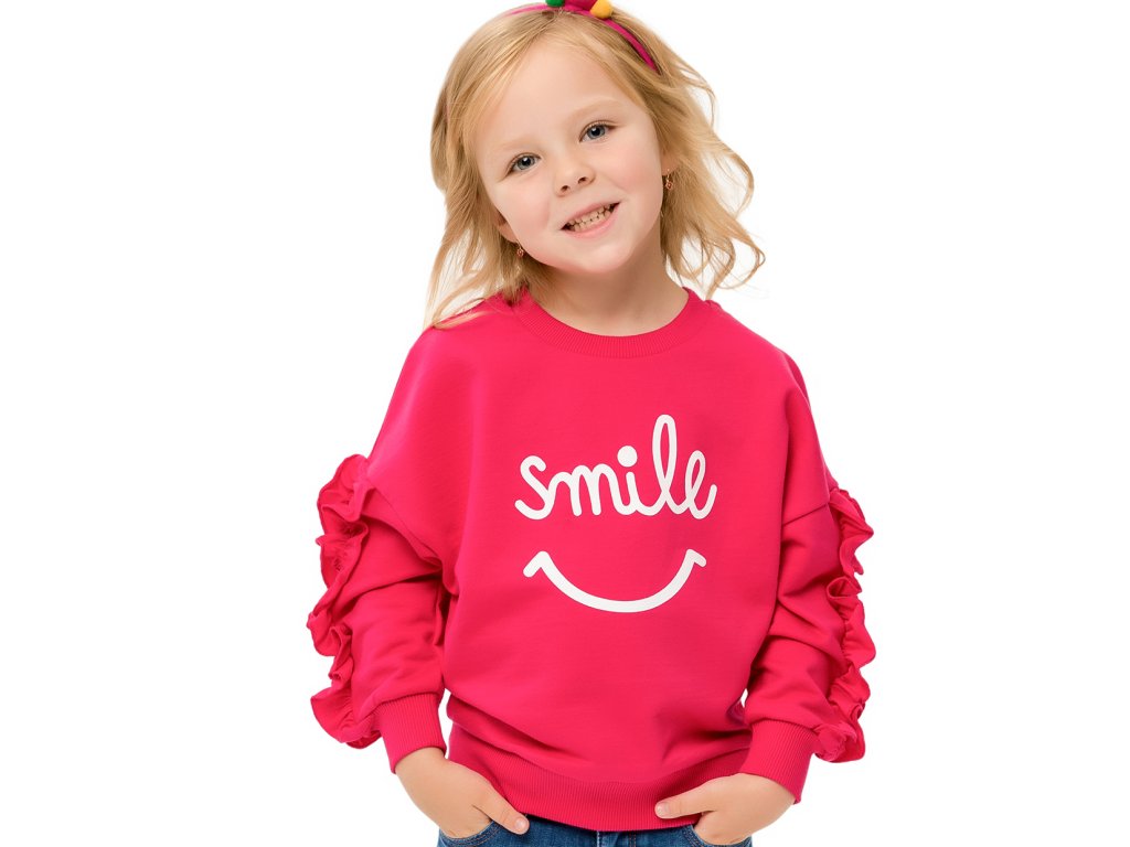 Dívčí mikina Smile - malinová