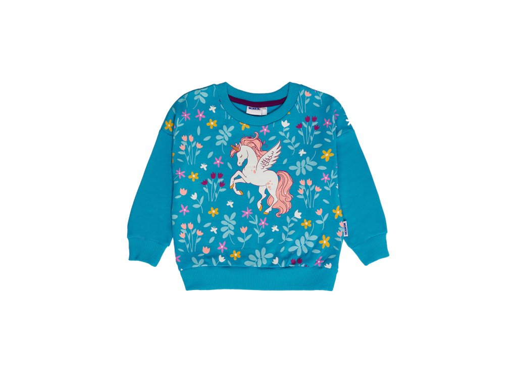 Dívčí mikina Unicorn - tyrkysová