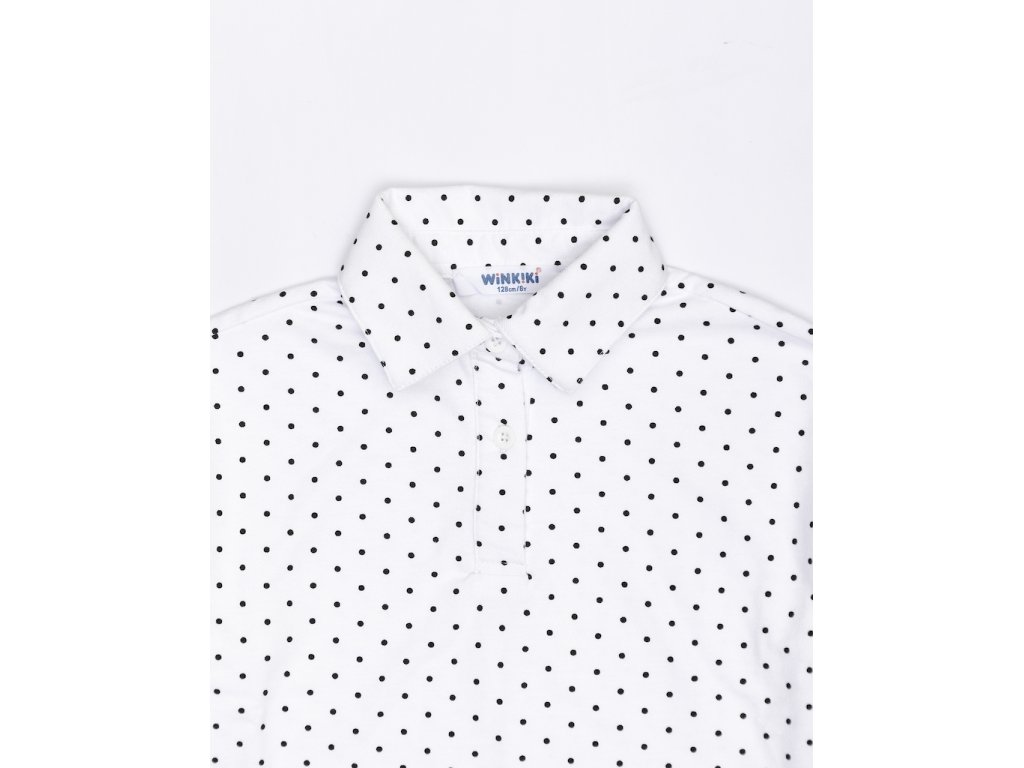 Dívčí polo s dlouhým rukávem - bílá/černá