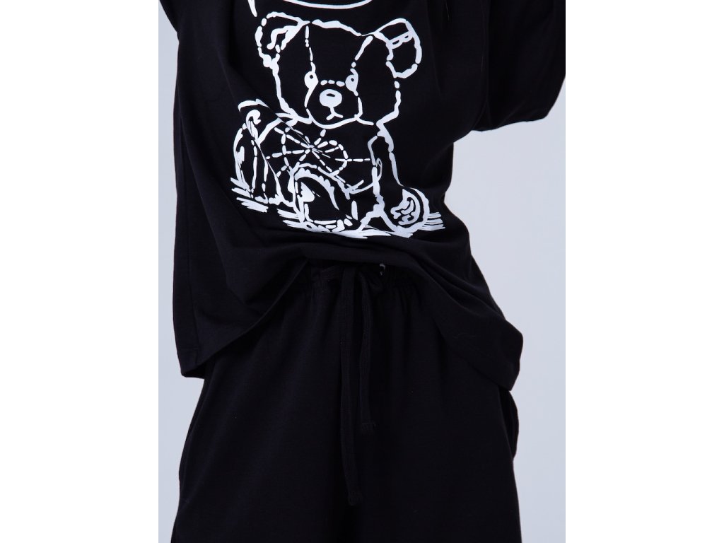 Dívčí pyžamo Teddy Bear - krátký rukáv, dlouhé kalhoty - černá