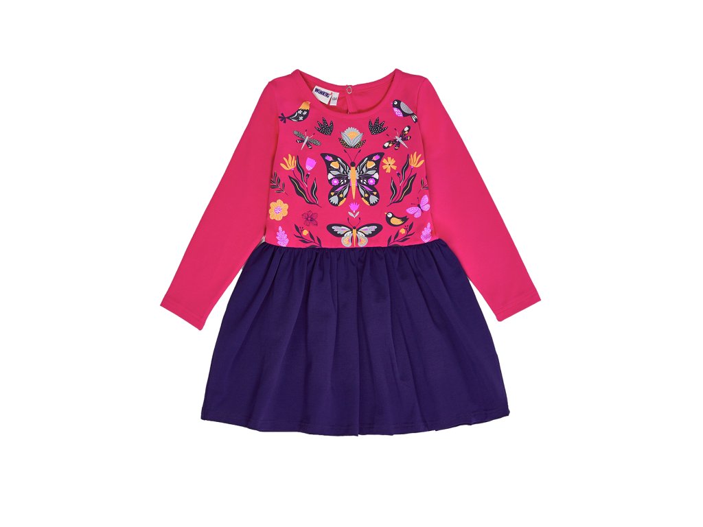 Dívčí šaty Butterfly - malinová/navy